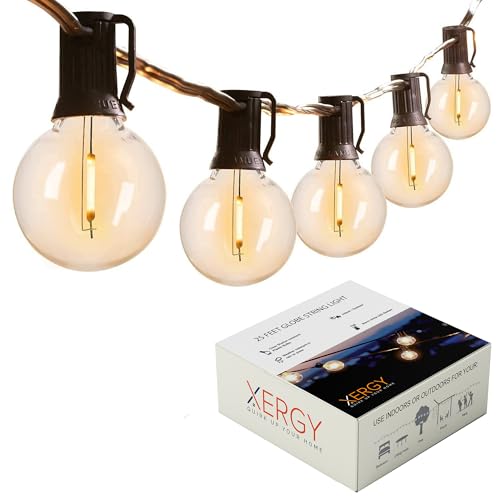 XERGY Outdoor String Lights Waterproof 25 Feet G40 Globe Lights with 25 Edison Break Pr…