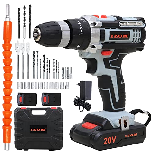 IZOM IZ-CDK-20V Cordless Drill Machine Kit With Multiple Torque Settings & A Keyless Ch…