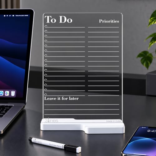 3 Lines Clarity+ 'To-Do Priorities' Acrylic Board for Desk (24x16 CM)| Best Planner & O…