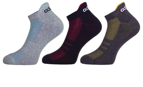 Adidas Unisex Low Cut Cotton Blend Socks (Pack Of 3) (AD-0632 Lt Grey Mel/Black/Anthra…