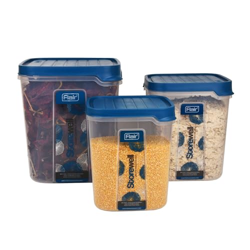 FLAIR Storewell Kitchen Containers 6000ml, 8000ml & 12000ml Set of 3-Blue
