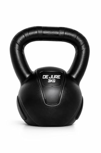 De Jure Fitness PVC Kettlebell 3kg for Men & Women, Strength & Cardio Training, Soft Gr…