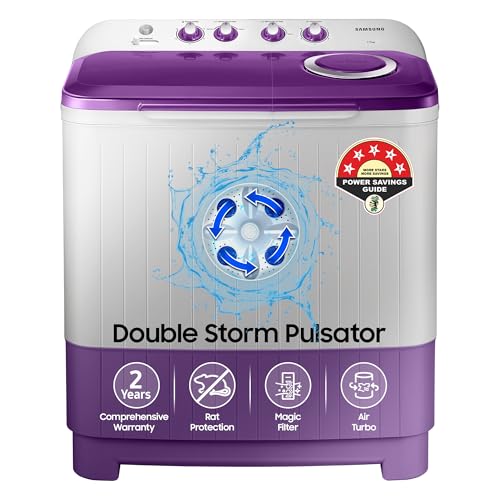 Samsung 7 kg, 5 star, Semi Automatic Top Load Washing Machine (WT70M3000UU/TL, Air Turb…