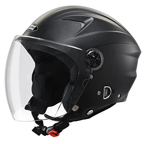 STUDDS | RAY ISI Certified Open FACE Helmet | for Men and Women with D - Ring Lock (Bla…