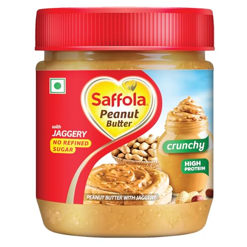 Saffola Peanut Butter with Jaggery, Crunchy, 350g, High Protein Peanut Butter