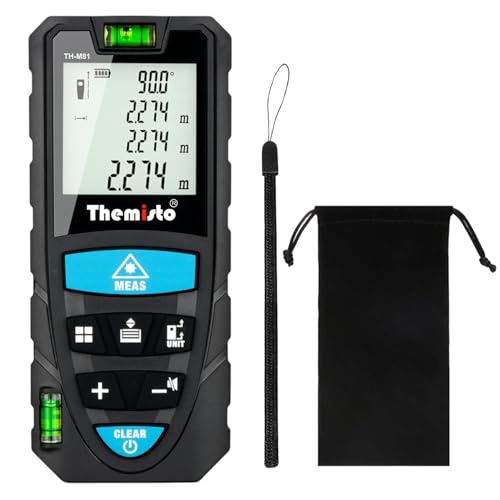 Themisto TH-M81 Laser Distance Meter 50M Range with Area, Volume & Pythagorean Measurem…