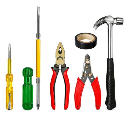 Inditrust Hand Tool Kit with Plier, Hammer, Screwdriver, Wire Cutter, electric tape, el…