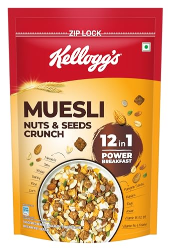 Kellogg’s Muesli Nuts & Seeds Crunch 950g/1kg (Weight May Vary) | 12-in-1 Power Breakfa…