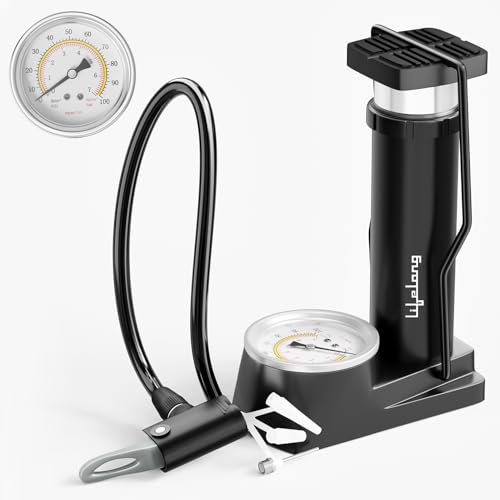 Lifelong High-Pressure Foot Pump with Dual Head & Gauge | Heavy Compressor Cylinder for…