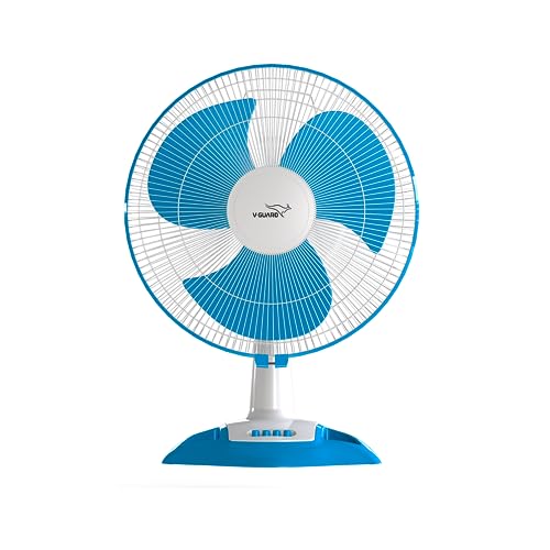 V-Guard Gatimaan High Speed 400mm Table Fan | 2100 RPM Motor | White Red