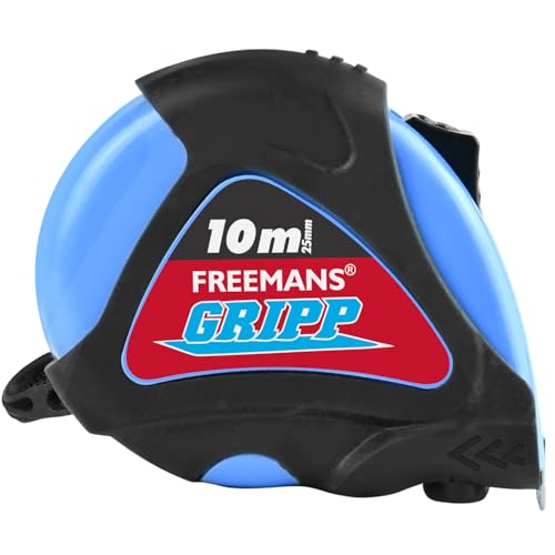 FREEMANS GRIPP 10m:25mm Steel Inchi Measuring Tape - 10m (Blue) With Rubberized Unbreak…