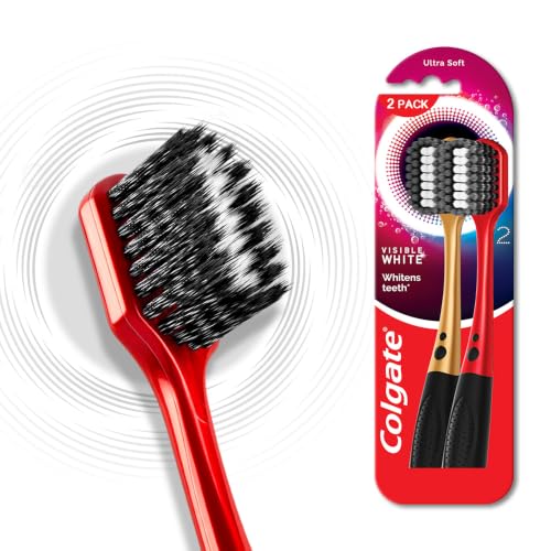 Colgate Visible White O2 Toothbrush Set of 2 | Ultra Soft Bristles | Whitens