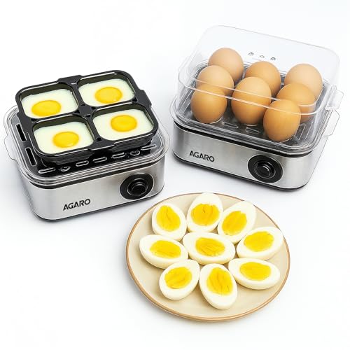 AGARO Grand Egg Boiler And Poacher, 2-in1 Boils 8 Eggs, Poach 4 Eggs, Steamed Vegetable…