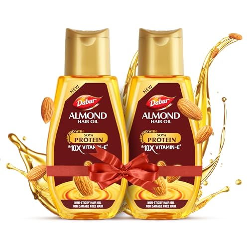 Dabur Almond Hair Oil - 580ml(290ml*2) | Provides Damage Protection | Non Sticky Formul…