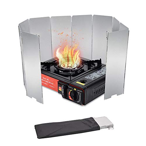 PROBEROS Camping Stove Windshield 84*24Cm 10-Plate Aluminum Outdoor Screen