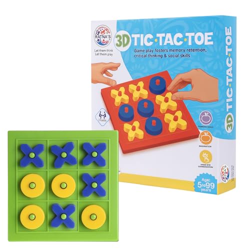 Ratna's 3D Tic Tac Toe Classic Mind Challenging Cross & Zero Family Board Game for Kids…