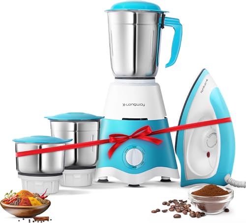 Longway Super Dlx Mixer Grinder with Kwid 1100W Dry Iron | 500 Watt Powerful Motor | 3…