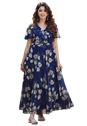 Shasmi Women's Georgette Digital Floral Printed Gown Dress for Women (Gown Dress 35) (X…