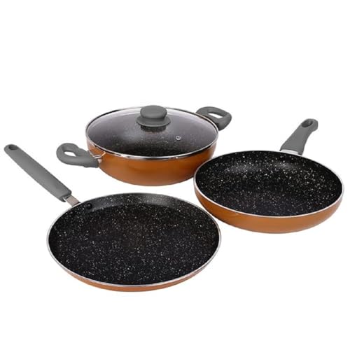 Prestige Omega Deluxe Non-Stick Cookware 3 Pc Set |PFOA Free 5-Layer Coating | Omni Taw…
