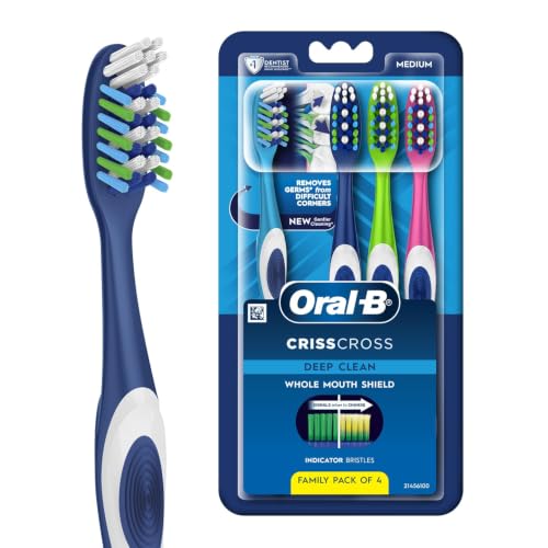 Oral-B Criss Cross Deep Clean Medium Bristles Manual Toothbrush For Adults,Tongue Clean…