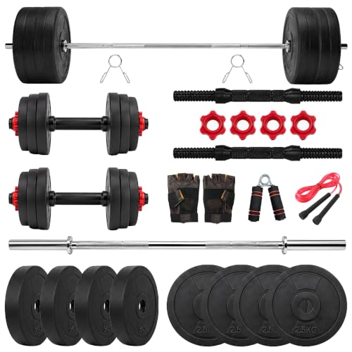 BULLAR 16Kg Home Gym Set With 3 Feet Straight Rod and 2 Pieces Dumbbell Rods, Gym Combo…