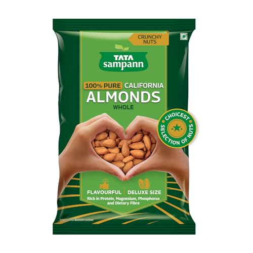 Tata Sampann Pure California Almonds Whole, 1kg, Real Nuts, High In Fiber, Badam Giri,…