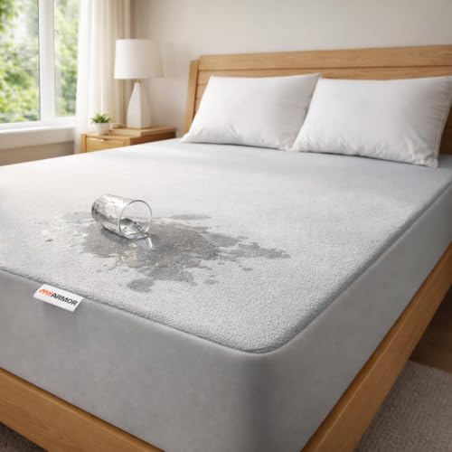 MY ARMOR Waterproof Mattress Protector King Size, 78x72, 6.5x6 feet, Double Bed Protect…