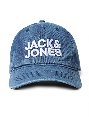 JACK & JONES Men's Cotton Baseball Cap with Adjustable Back Closure | Unisex Cap Blue D…