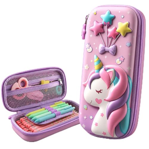 Umadiya 3D Unicorn Cover Large Capacity Pencil Case Compass With Compartments, School S…