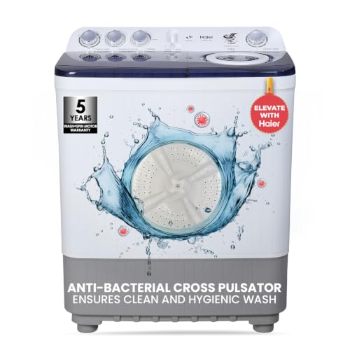Haier 8 kg 5 Star Vortex pulsator Semi Automatic Top Load Washing Machine (HTW80-186,Bu…