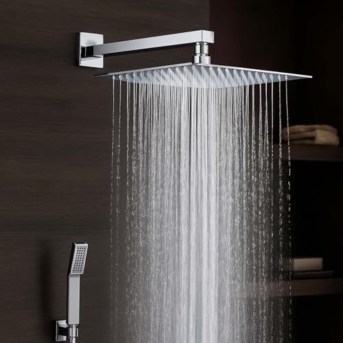 Ruhe® Ultra Sleek 304-Grade Stainless Steel Overhead Shower with Chrome Finish| 6x6 Inc…