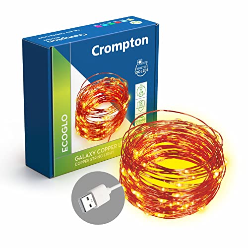 Crompton Galaxy Decoration Copper USB Powered String Fairy Lights with 100 Led Light (1…