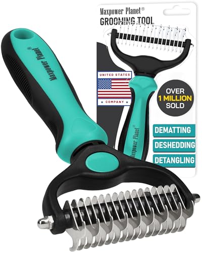 Maxpower Planet Pet Grooming Brush - Double Sided Shedding, Dematting - Undercoat Rake…