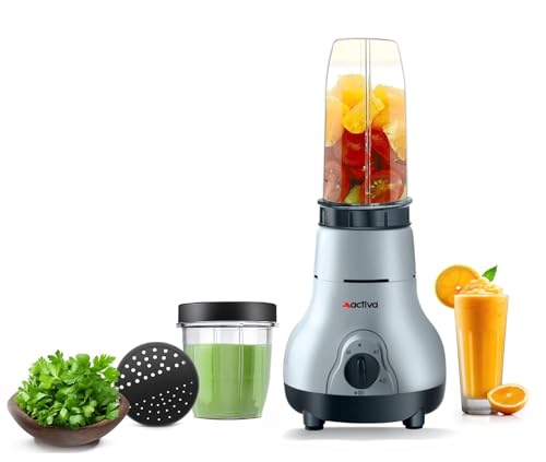 ACTIVA Easy Mix Nutri Mixer Grinder 2 Jars 500W 20000 RPM Motor Speed for Smoothies, Ch…