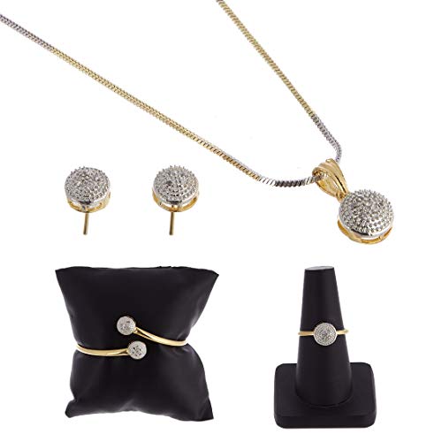 ZENEME Jewellery Set Gold Plated American Diamond Traditional Stylish Pendant Set, Ring…