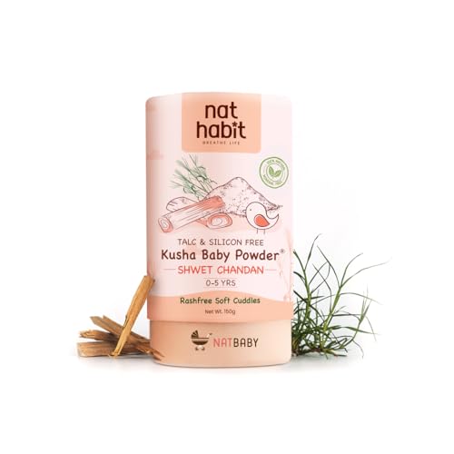 Nat Habit Shwet Chandan Kusha Baby Powder | Talc-Free, Rash-Free Dusting Powder for New…