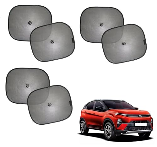 Auto Addict Car Window Sunshade Set of 6 Pieces CHIPKOO Black Color with vaccum Suction…