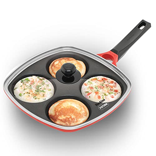 Hawkins 30 cm Die-Cast Multi Snack Pan with Glass Lid, Nonstick Mini Uttapam Tawa, Panc…