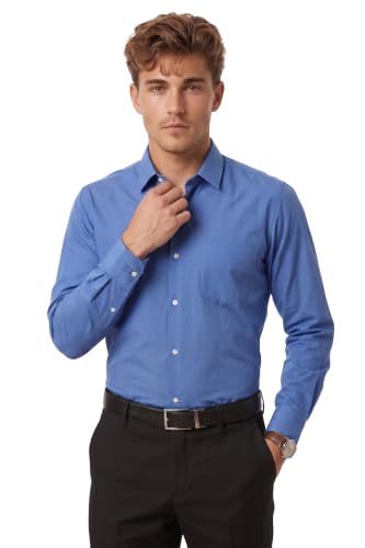 Peter England Men's Everday Regular Fit Solid Shirt | Cotton Rich | 5-Pin Pocketing Med…