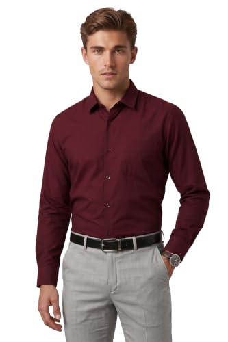 Peter England Men's Everyday Solid Slim Fit Full Sleeve Formal Shirt | Cotton-Rich Dark…