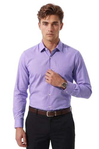 Peter England Men's Everday Regular Fit Solid Shirt | Cotton Rich | 5-Pin Pocketing Lil…