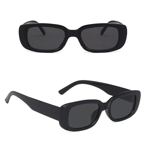 Polarized Rectangle Sunglasses for Men & Women, UV Protection, Black