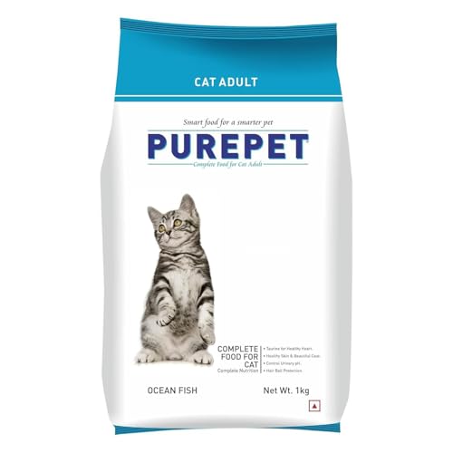 Purepet Adult Dry Cat Food 1kg | Ocean Fish Flavour | Hairball Protection | Heart Care…