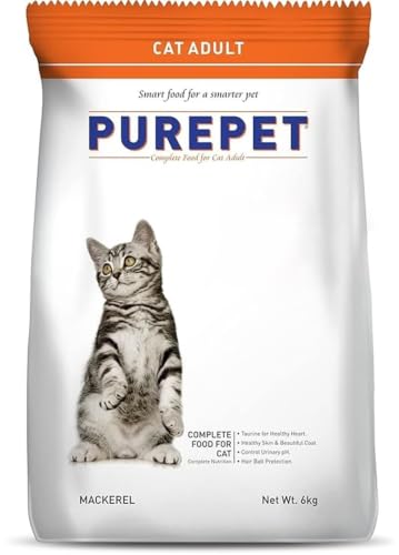 Purepet Adult Dry Cat Food 6kg | Mackerel Flavour | Taurine for Heart Health | Healthy…
