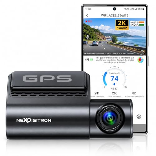 NEXDIGITRON ACE 2 Car Dash Cam with Native 2K 1440P Recording, Built-in GPS Logger, Dis…