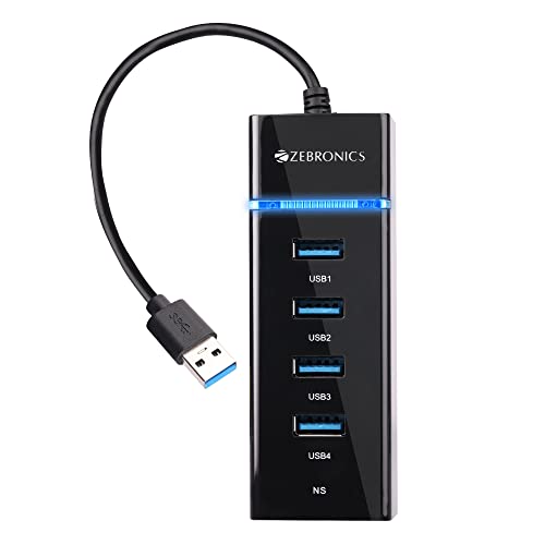 Zebronics 300HB 4 Port USB 3.0 Hub with Hi-Speed Data Transfer, LED Indication, 15cm Ca…