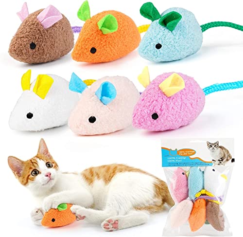 RvPaws Mouse Toy - 6 Pieces Cats Mouse Plush Cat Toys Realistic Cute Kitten Mice Filled…