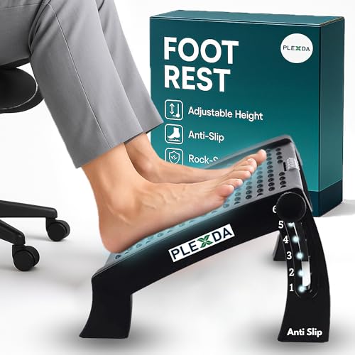 Plexda Adjustable Foot Rest for Office Chair with Massage Texture and Roller | Ergonomi…