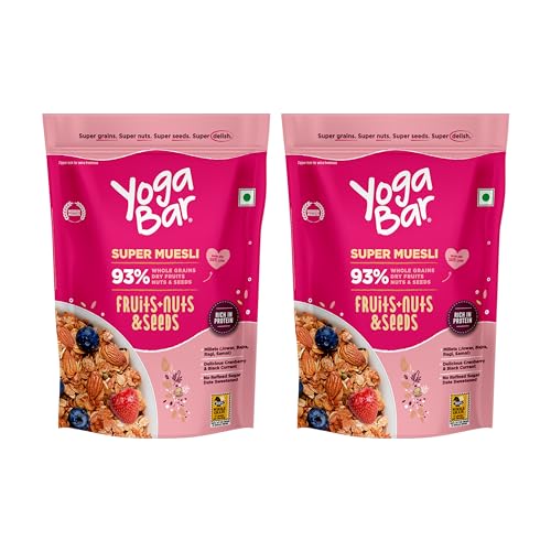 Yogabar Fruit and Nut Muesli 1kg | Muesli with 93% Whole Grains + Dried Fruits+ Nuts an…