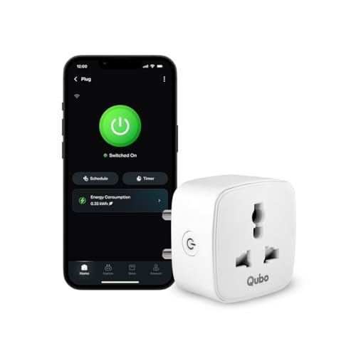Qubo 10A Wi-Fi + Bluetooth Smart Plug | Energy Monitoring | Ideal for Small Devices Lik…